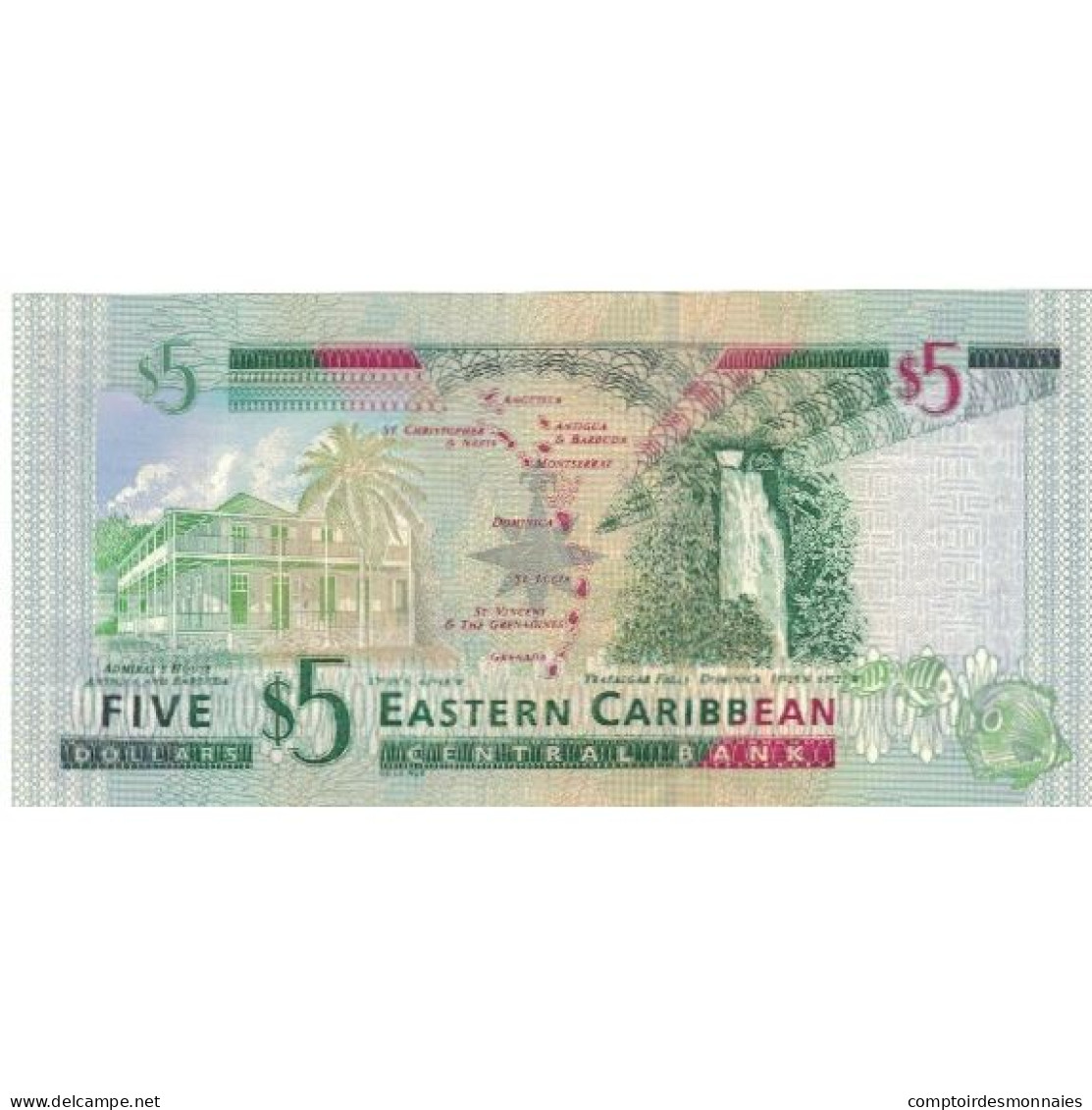 Billet, Etats Des Caraibes Orientales, 5 Dollars, Undated (2000), KM:37a, NEUF - Ostkaribik
