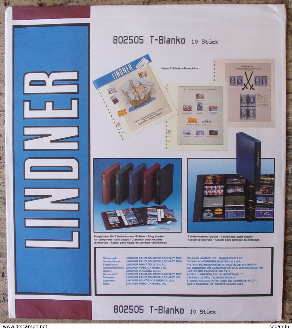 Lindner - Feuilles NEUTRES LINDNER-T REF. 802 505 P (5 Bandes) (paquet De 10) - For Stockbook