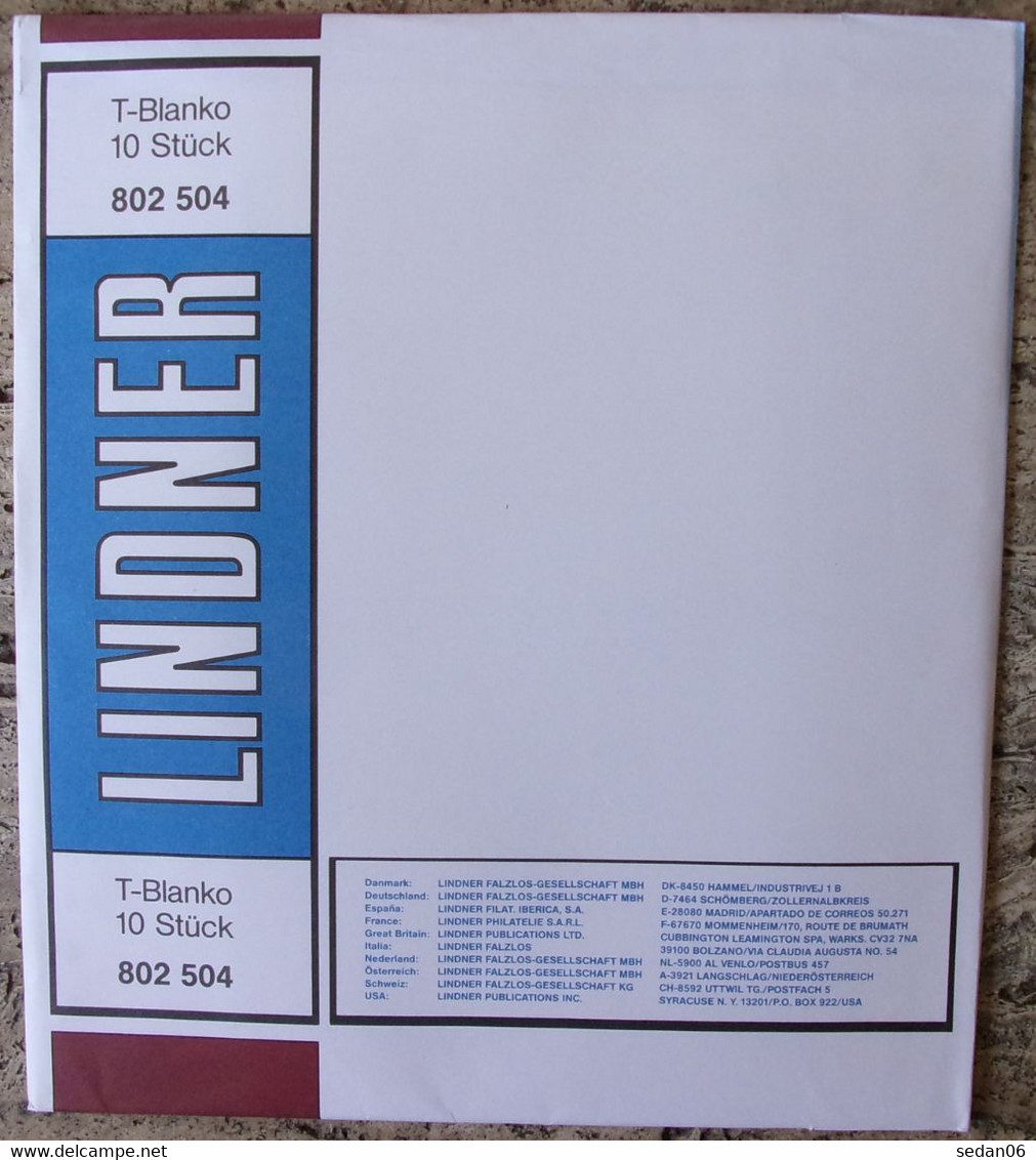 Lindner - Feuilles NEUTRES LINDNER-T REF. 802 504 P (5 Bandes) (paquet De 10) - For Stockbook