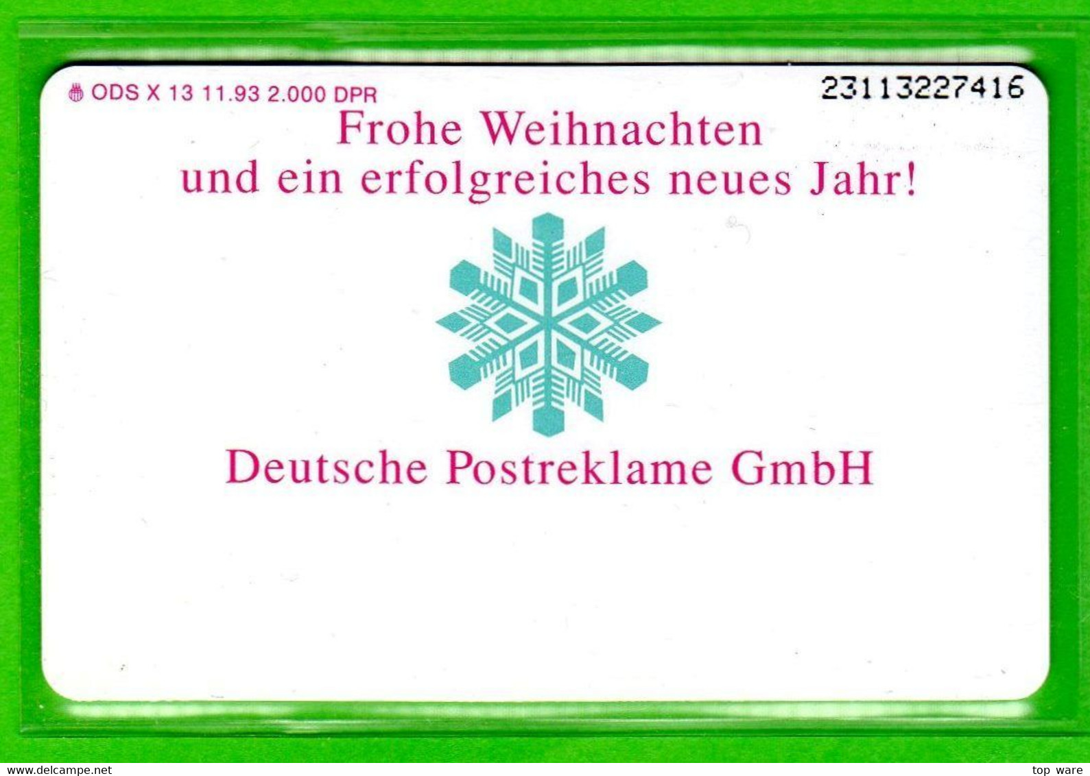 X13 11.93 Telefonkarte 6 DM Weihnachten Ungebraucht Auflage 2000 - X-Series : Publicitarias De La  Postreklame Alemana