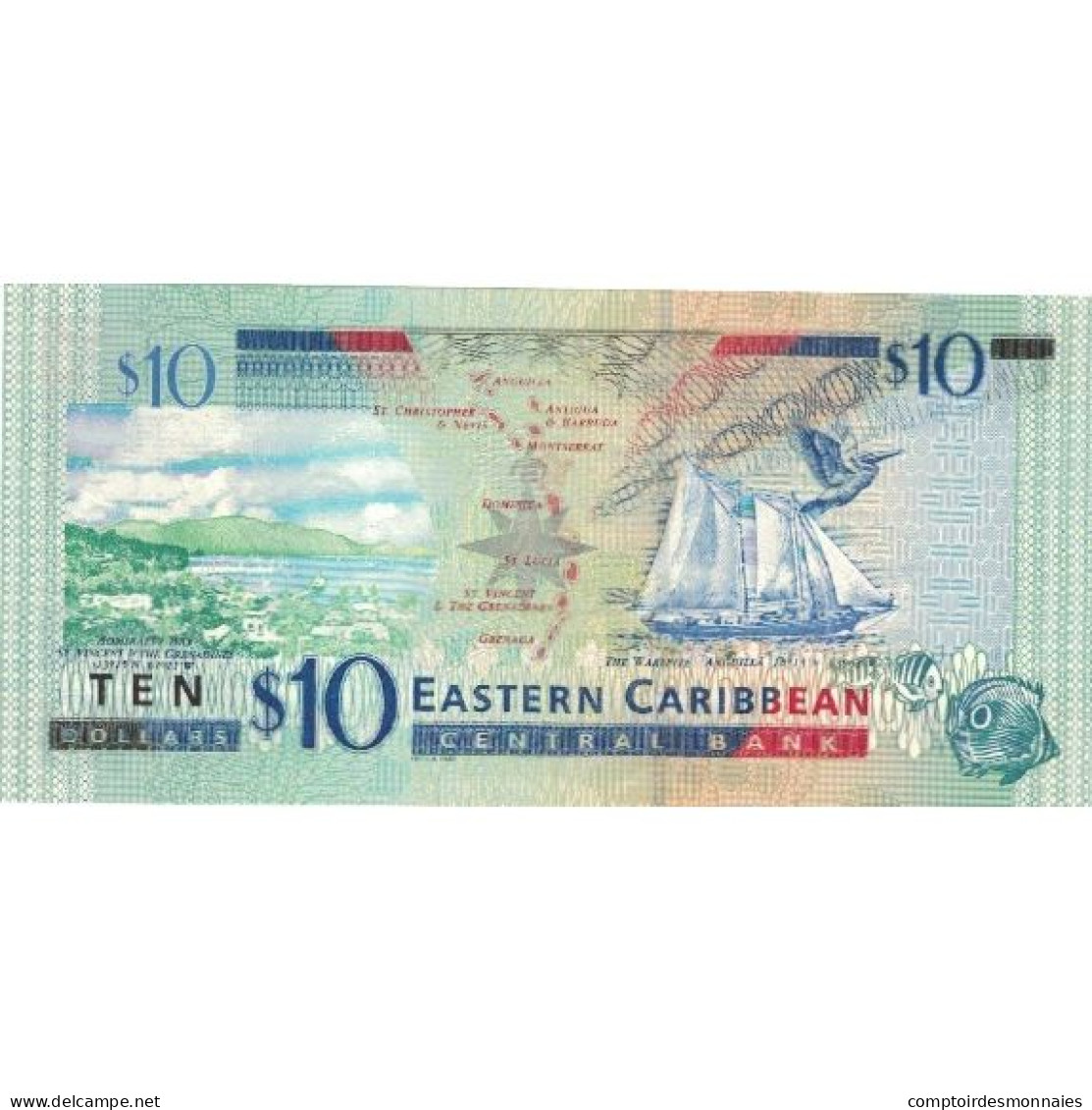 Billet, Etats Des Caraibes Orientales, 10 Dollars, Undated (2000), KM:38g, NEUF - Caraïbes Orientales