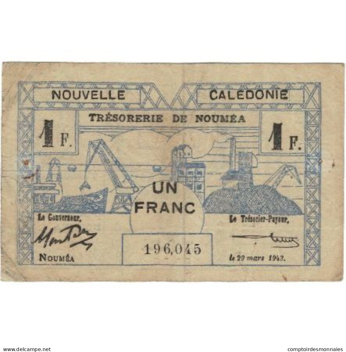 Billet, Nouvelle-Calédonie, 1 Franc, 1942, 1942-07-15, KM:52, SUP+ - Numea (Nueva Caledonia 1873-1985)