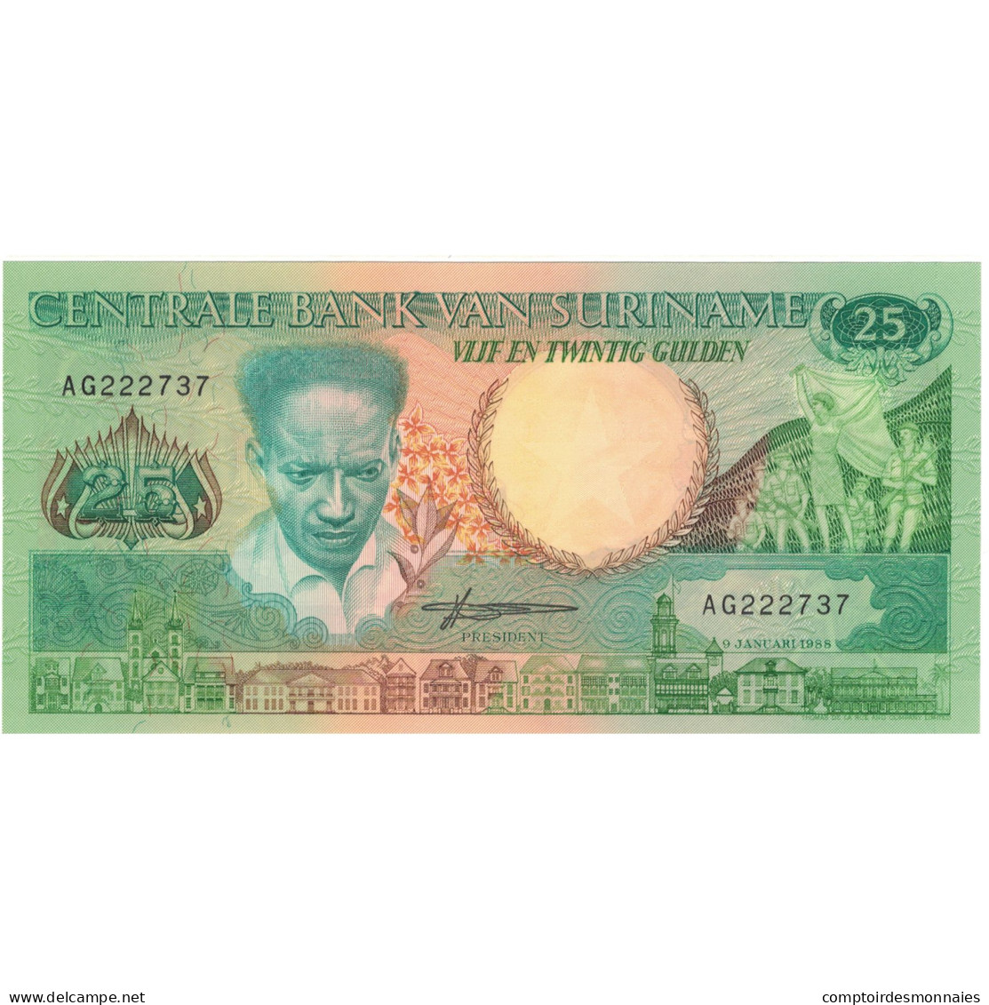 Billet, Surinam, 25 Gulden, 1988, 1988-01-09, KM:132a, NEUF - Surinam