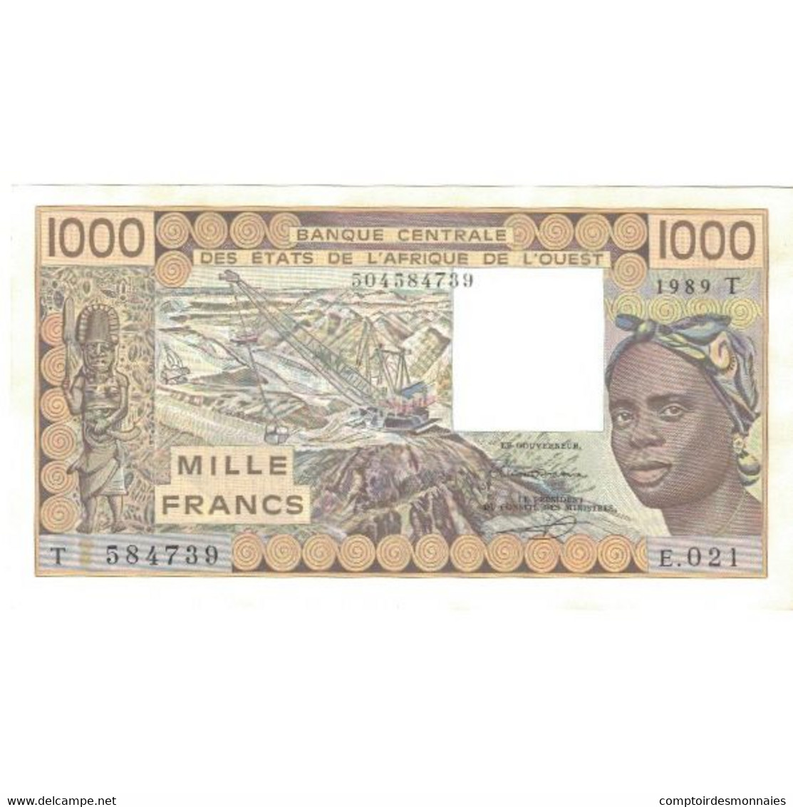 Billet, West African States, 1000 Francs, 1989, KM:207Bh, NEUF - West African States