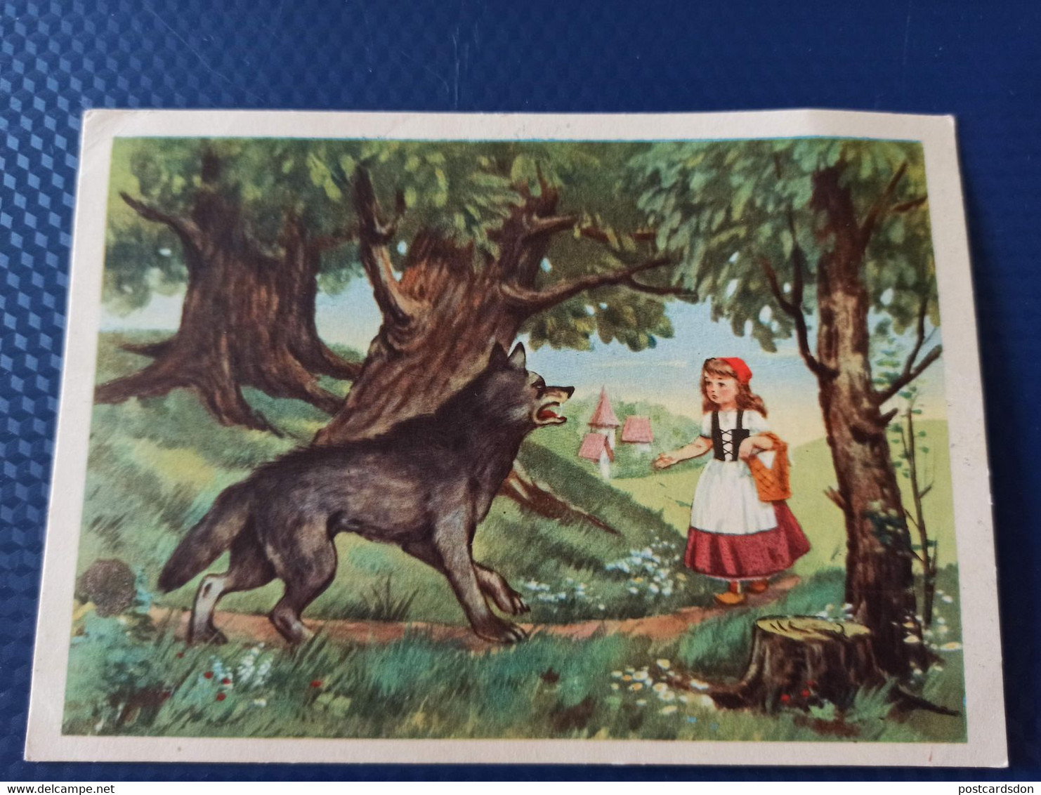 Wolf -  LITTLE RED RIDING HOOD By Sazonova - Old USSR Postcard - 1956 - Cuentos, Fabulas Y Leyendas