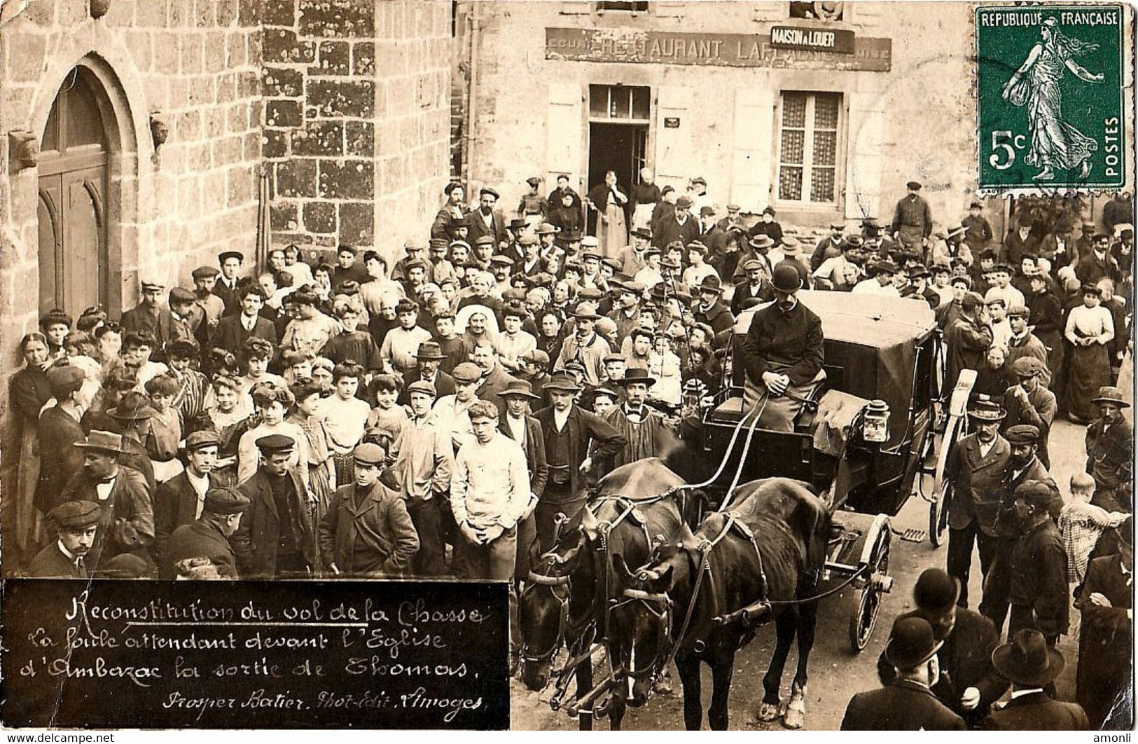 87. HAUTE-VIENNE - AMBAZAC. Reconstitution Du Vol De La Châsse. La Foule Attend La Sortie De Thomas. - Ambazac