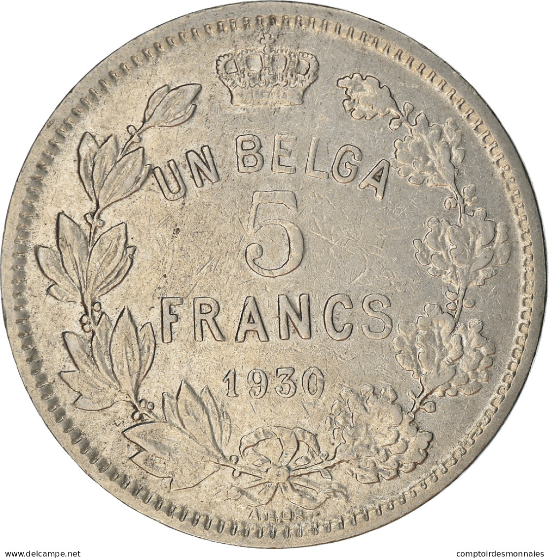 Monnaie, Belgique, 5 Francs, 5 Frank, 1930, TTB, Nickel, KM:97.1 - 5 Francs & 1 Belga