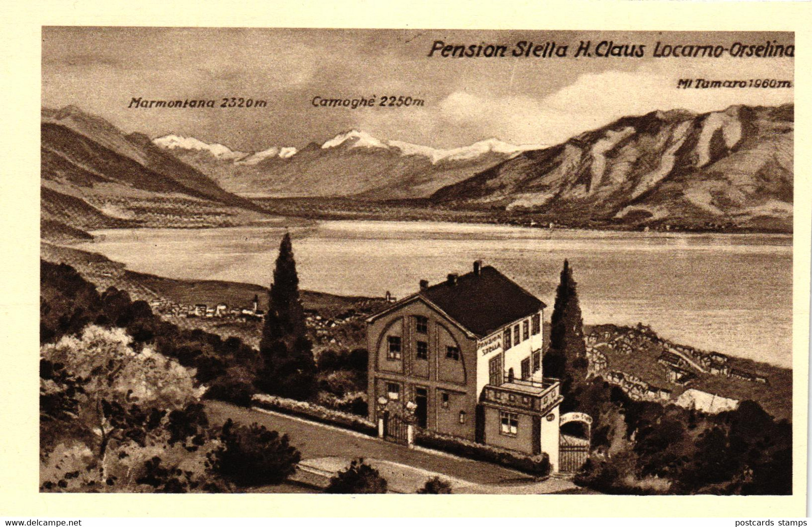 Locarno - Orselina, Pension Stella H. Claus, Um 1920/39  (Werbekarte, Keine AK) - Orselina