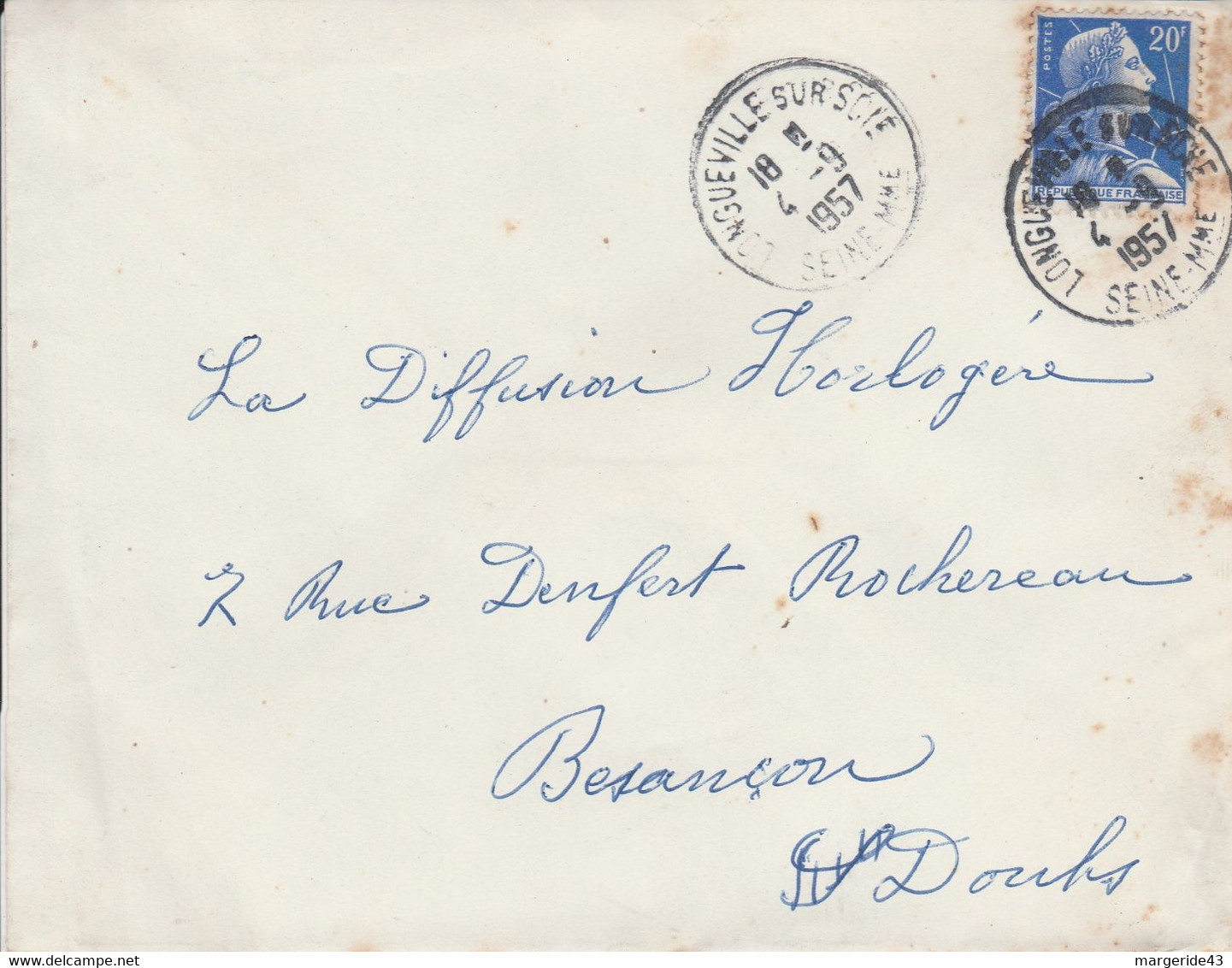 LETTRE DE LONGUEVILLE SUR SCIE SEINE MARITIME 1957 - 1921-1960: Moderne