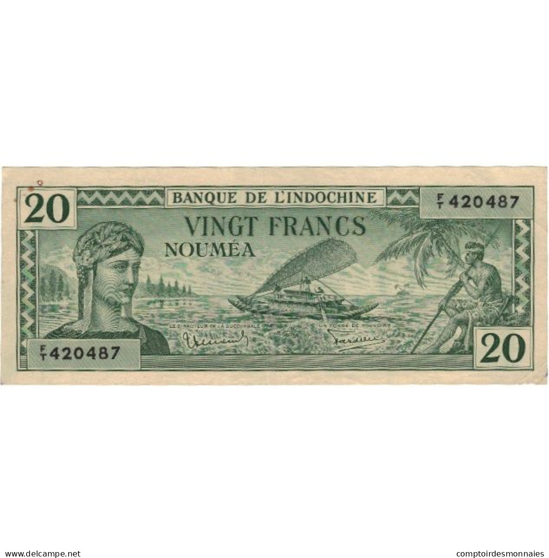 Billet, Nouvelle-Calédonie, 20 Francs, Undated (1944), KM:49, TTB+ - Nouvelle-Calédonie 1873-1985