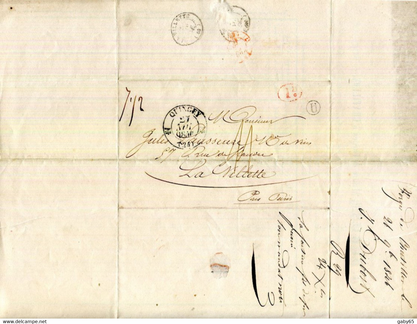 25.DOUBS.CHATILLON LE DUC.QUINGEY.J.DUBOST MAITRE DE FORGE.CACHET ET MARQUE POSTALE 1846. - Other & Unclassified