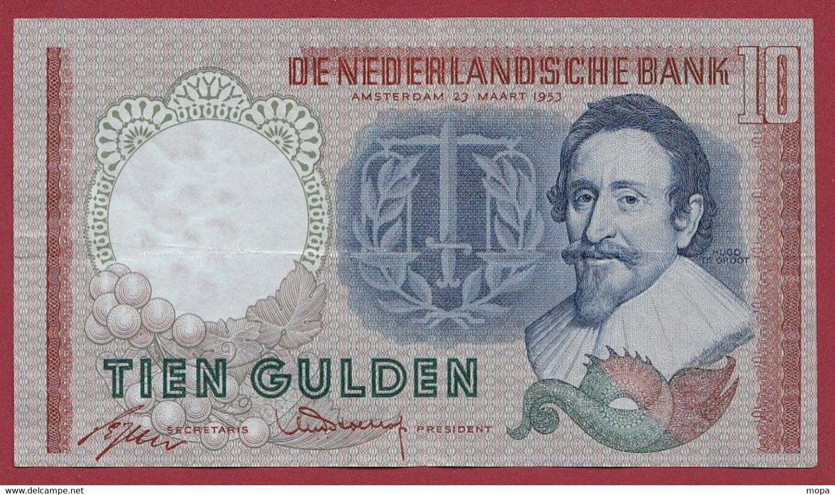 Pays -Bas 10 Gulden Du 23/03/1953 -- Dans L 'état (P.429) - 10 Florín Holandés (gulden)