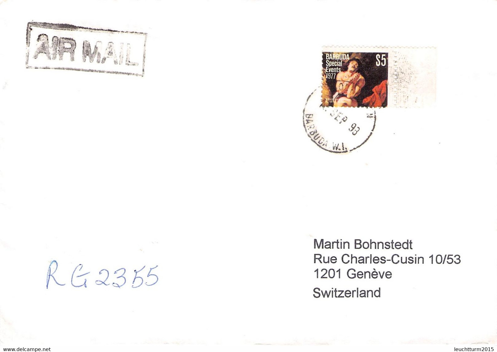 BARBUDA - REGISTERED AIR MAIL 1993 > GENÉVE/CH / PR75 - Antigua Y Barbuda (1981-...)