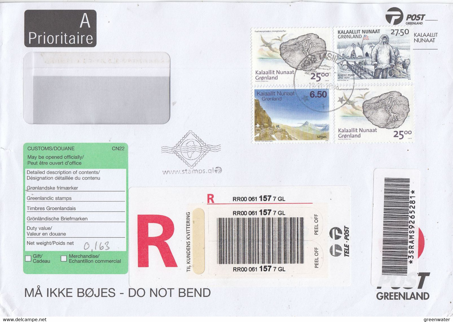 Greenland 2010 Registered Cover Ca Tasiilaq (F8945) - Storia Postale