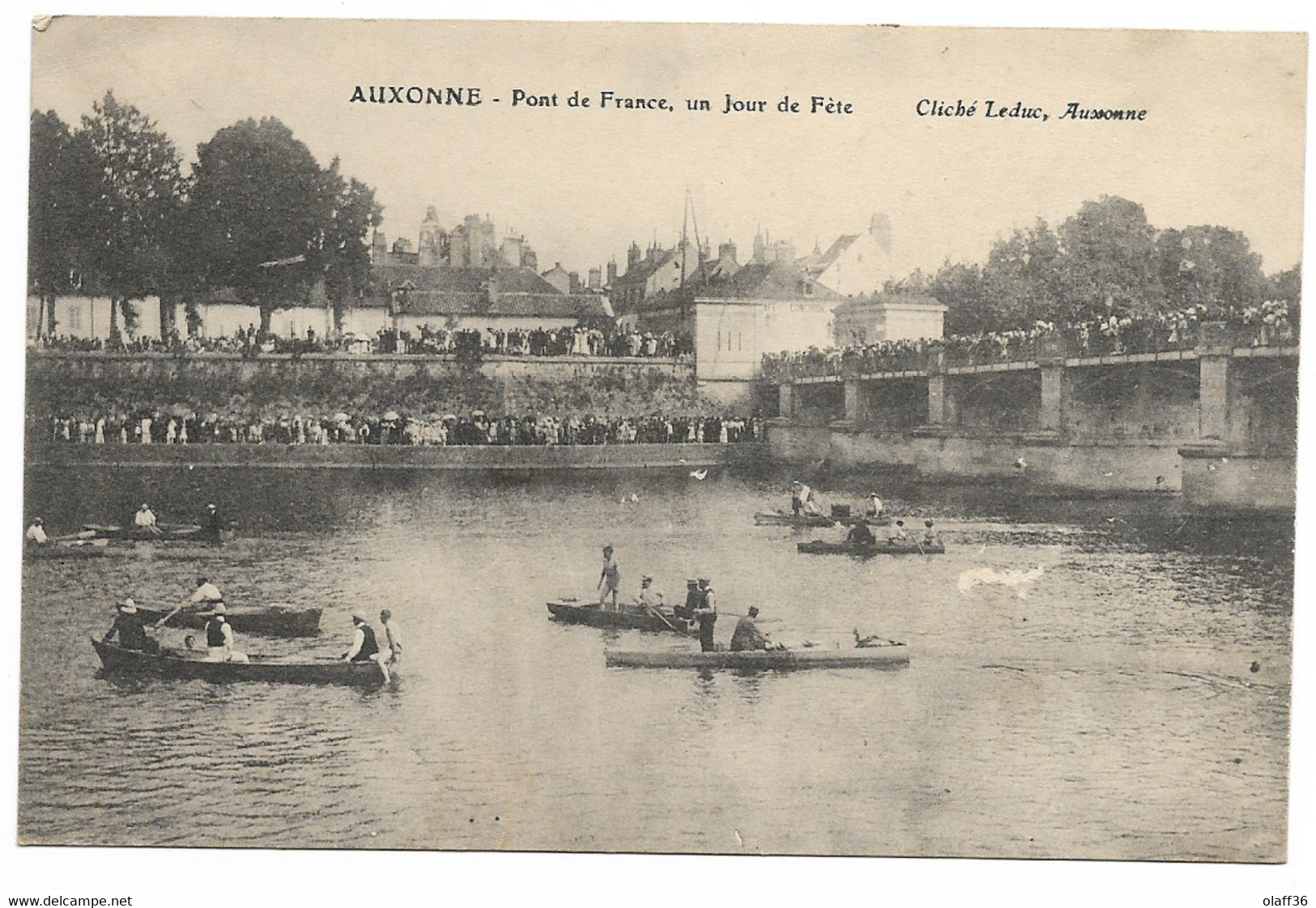 CPA 21 CÖTE D'OR  AUXONNE Pont De France, Un Jour De Fête - Auxonne