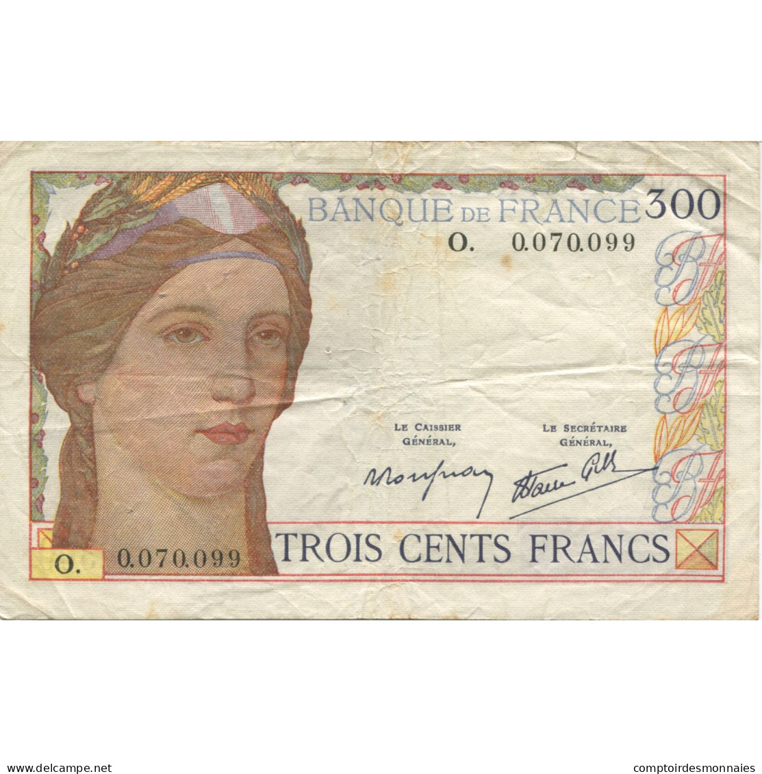 France, 300 Francs, Serveau, TB+, Fayette:29.3, KM:87a - 300 F 1938-1939