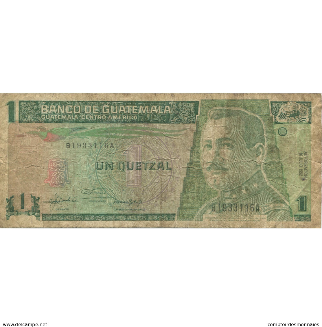 Billet, Guatemala, 1 Quetzal, 1992, 1992-07-16, KM:80, TB - Guatemala