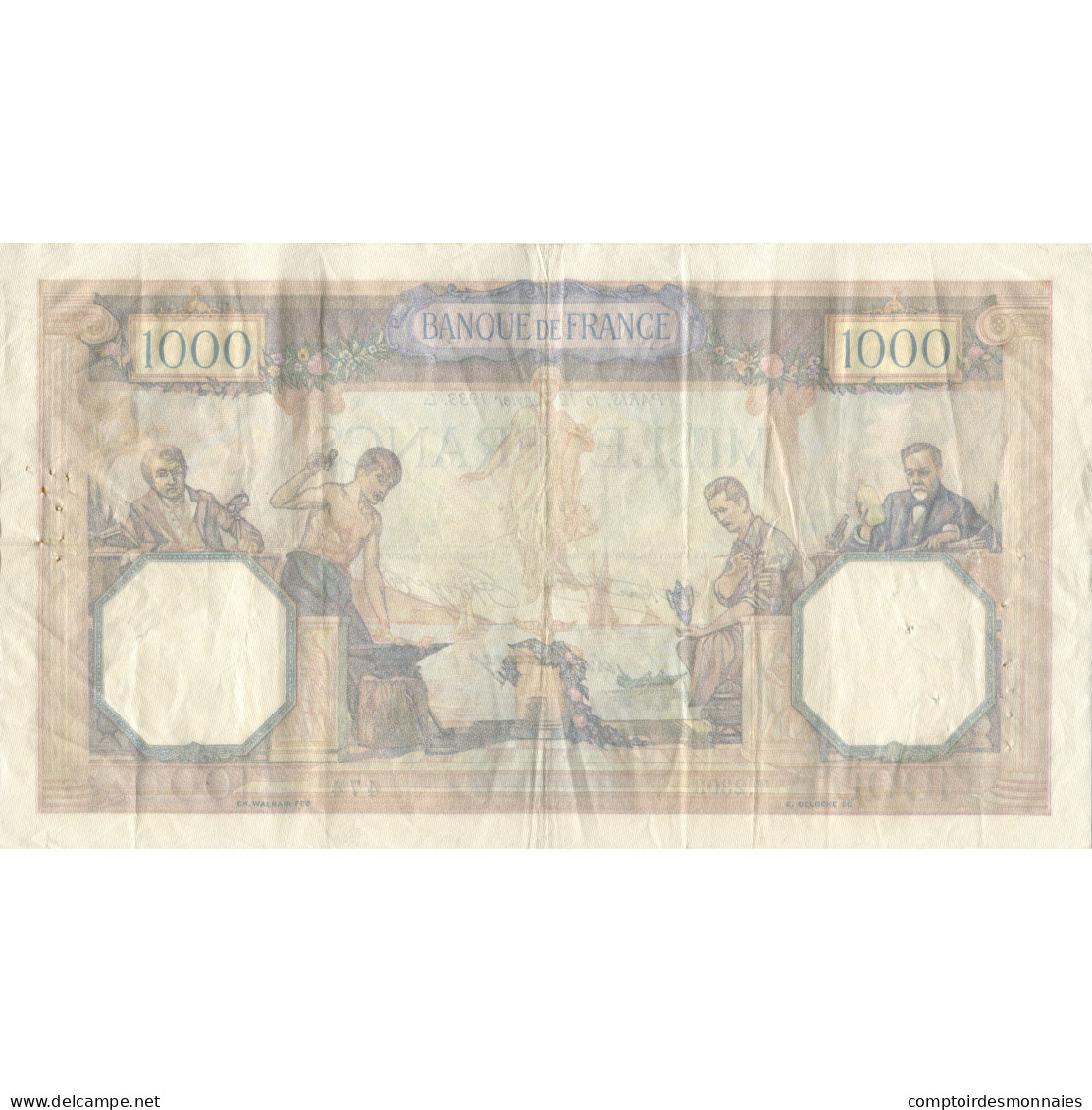 France, 1000 Francs, Cérès Et Mercure, 1933, 1933-01-12, TTB, Fayette:37.8 - 1 000 F 1927-1940 ''Cérès Et Mercure''