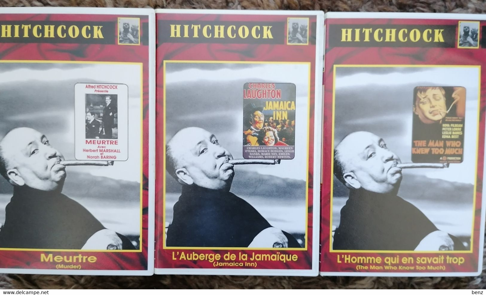 3 VHS HITCHCOCK MEURTRE, L'HOMME QUI EN SAVAIT TROP ET AUBERGE DE LA JAMAIQUE TB ETAT - Klassiekers