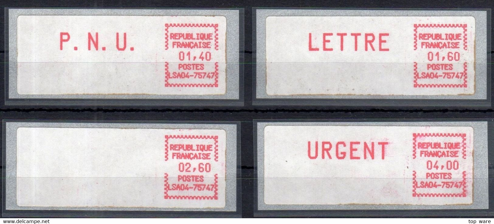 Frankreich France ATM LSA04-75747 Paris 147 / Michel 3.1.2 / Satz 1.9.1981 / Distributeurs Automatenmarken Etiquetas - 1981-84 Types « LS » & « LSA » (prototypes)