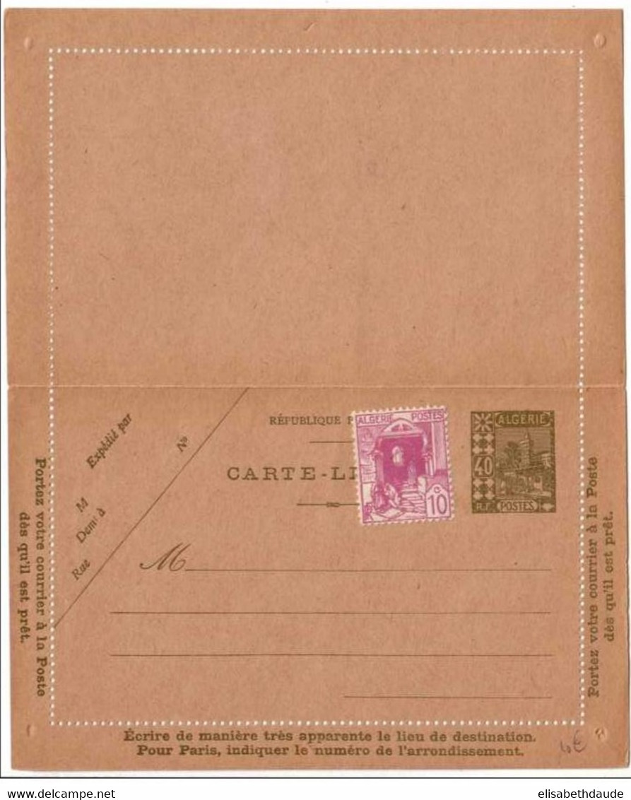 ALGERIE - 1926 - CARTE-LETTRE - ENTIER POSTAL ACEP CL 3 Avec COMPLEMENT - NEUF - - Brieven En Documenten