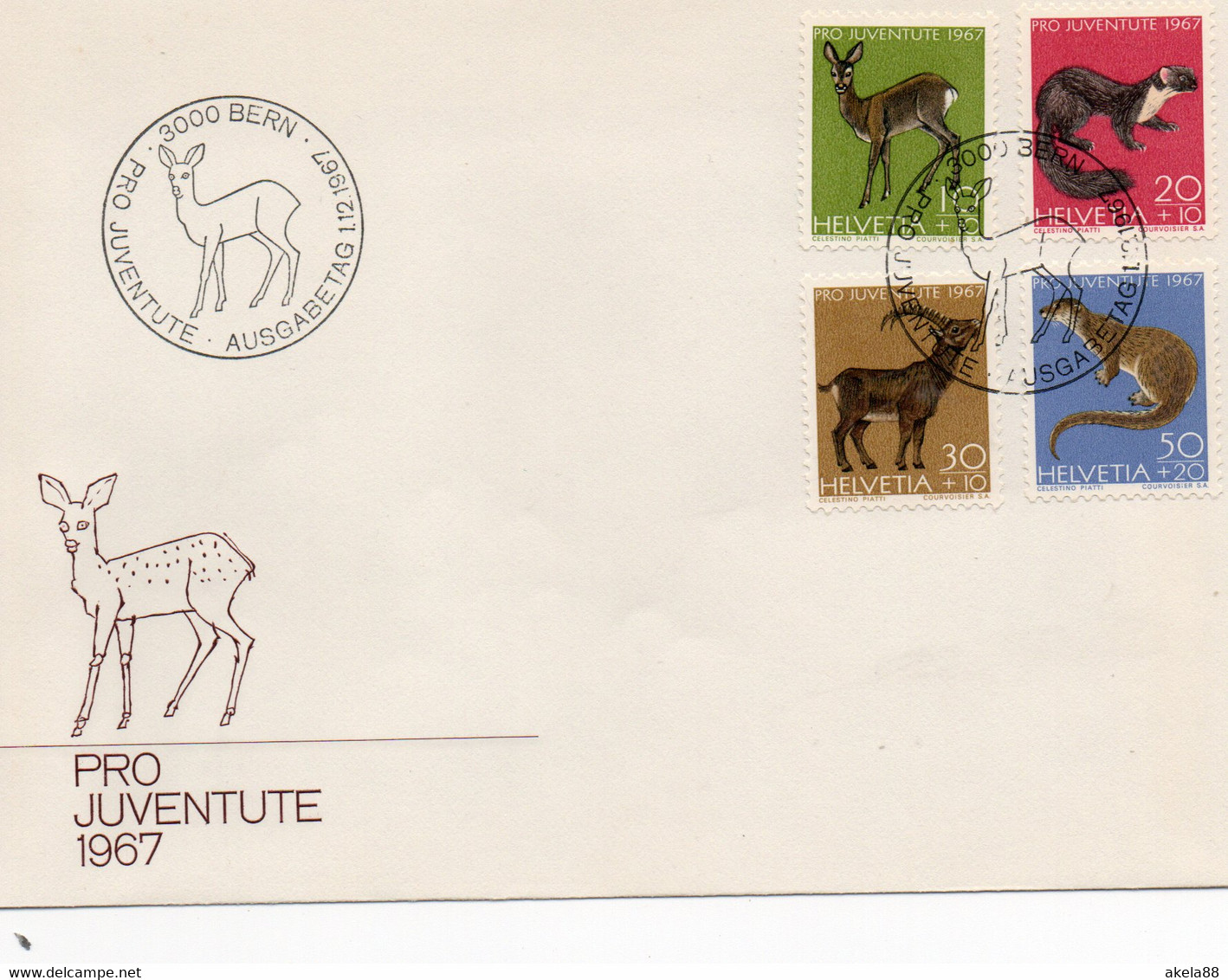 SVIZZERA  1967 - PRO JUVENTUTE - CAPRIOLO - BAMBI - MARTORA - STAMBECCO - LONTRA - Other & Unclassified