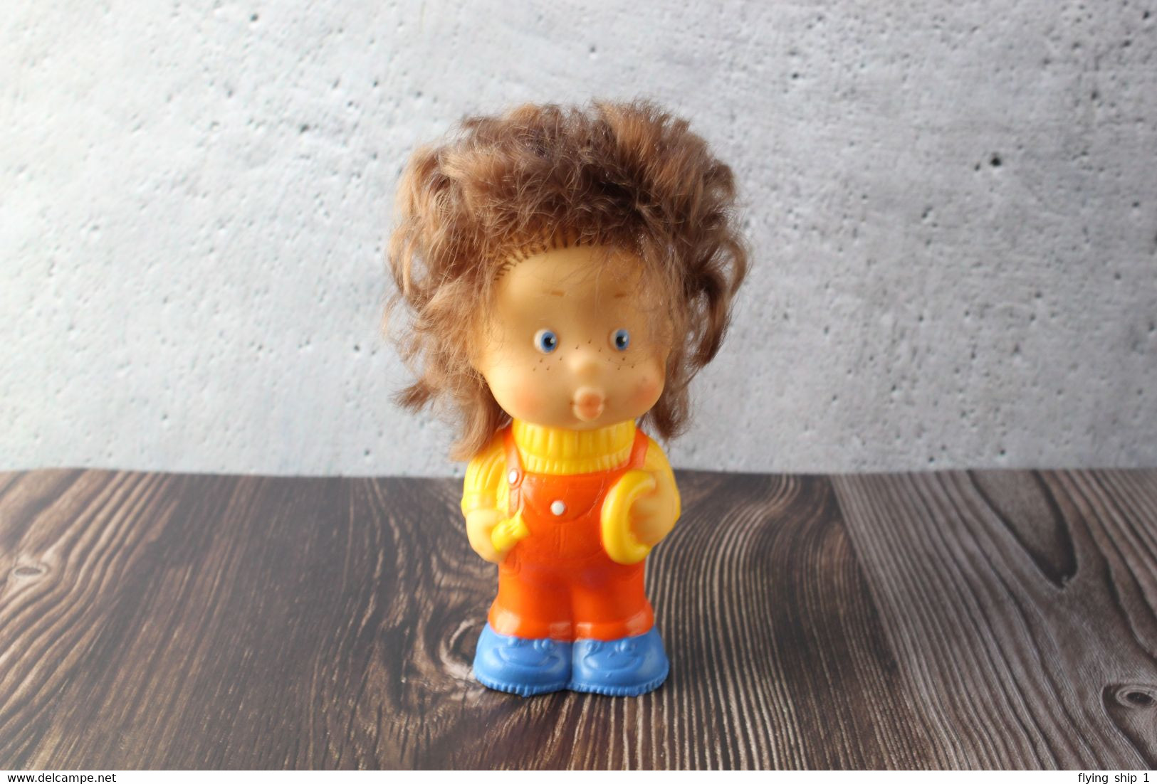 N.O.S. Best Vintage Rubber Toy USSR 1980s Soviet Toy Boy Figurine PONCHIK Brown Hair From Neznaika. Baby Doll - Peluche