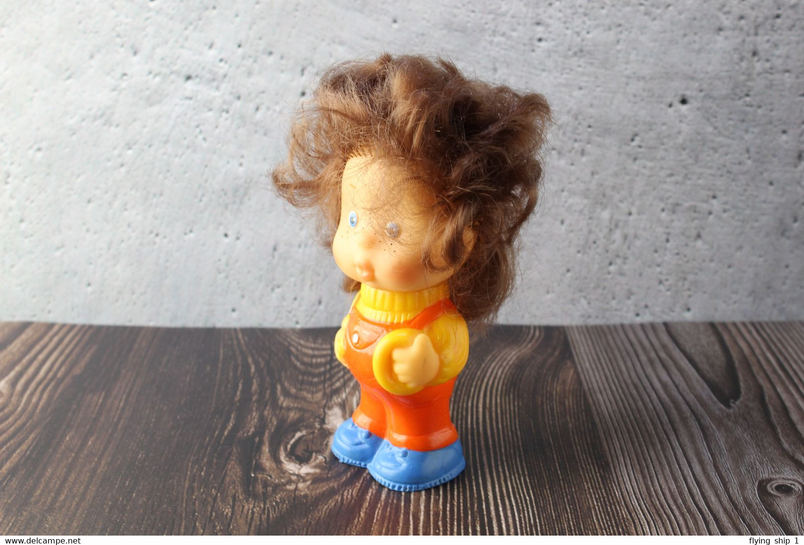 N.O.S. Best Vintage Rubber Toy USSR 1980s Soviet Toy Boy Figurine PONCHIK Brown Hair From Neznaika. Baby Doll - Peluche