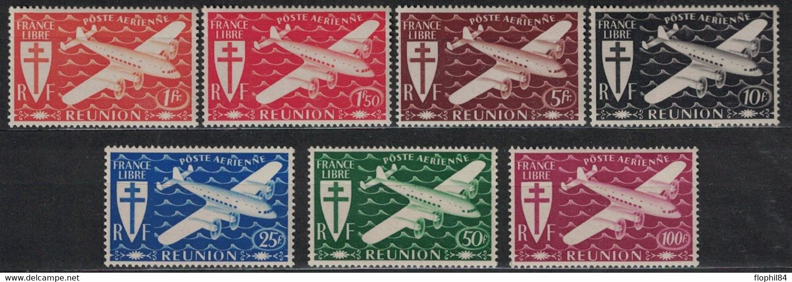 REUNION - FRANCE LIBRE - N°28 A 34 NEUFS *** - COTE 11€. - Luchtpost