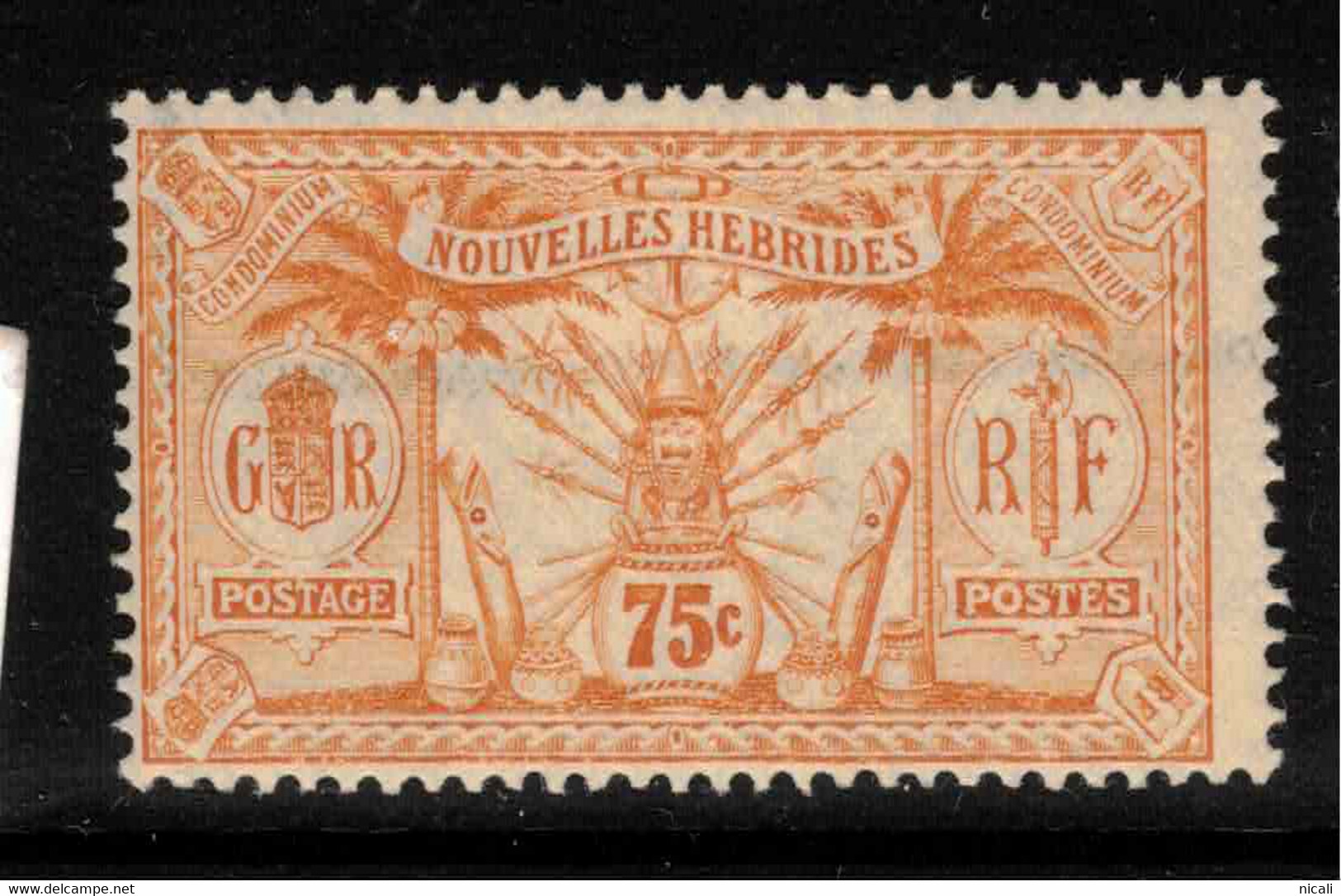 NEW HEBRIDES (FR) 1913 75c Orange SG F29 HM #BAS1 - Unused Stamps