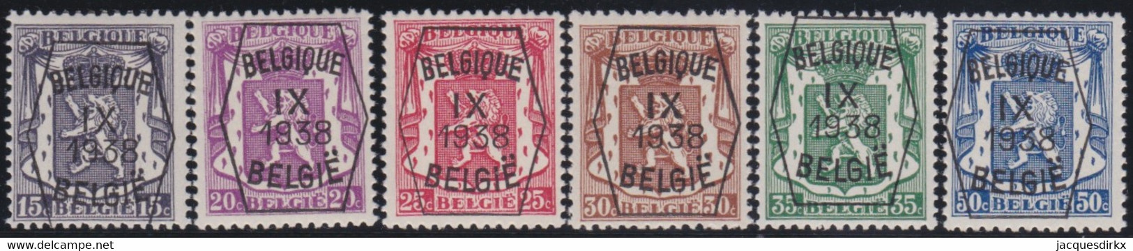 Belgie   .  OBP  .    PRE 381/386     .   **  .   Postfris . / .  Neuf Avec Gomme Et Sans Charnière - Typo Precancels 1936-51 (Small Seal Of The State)