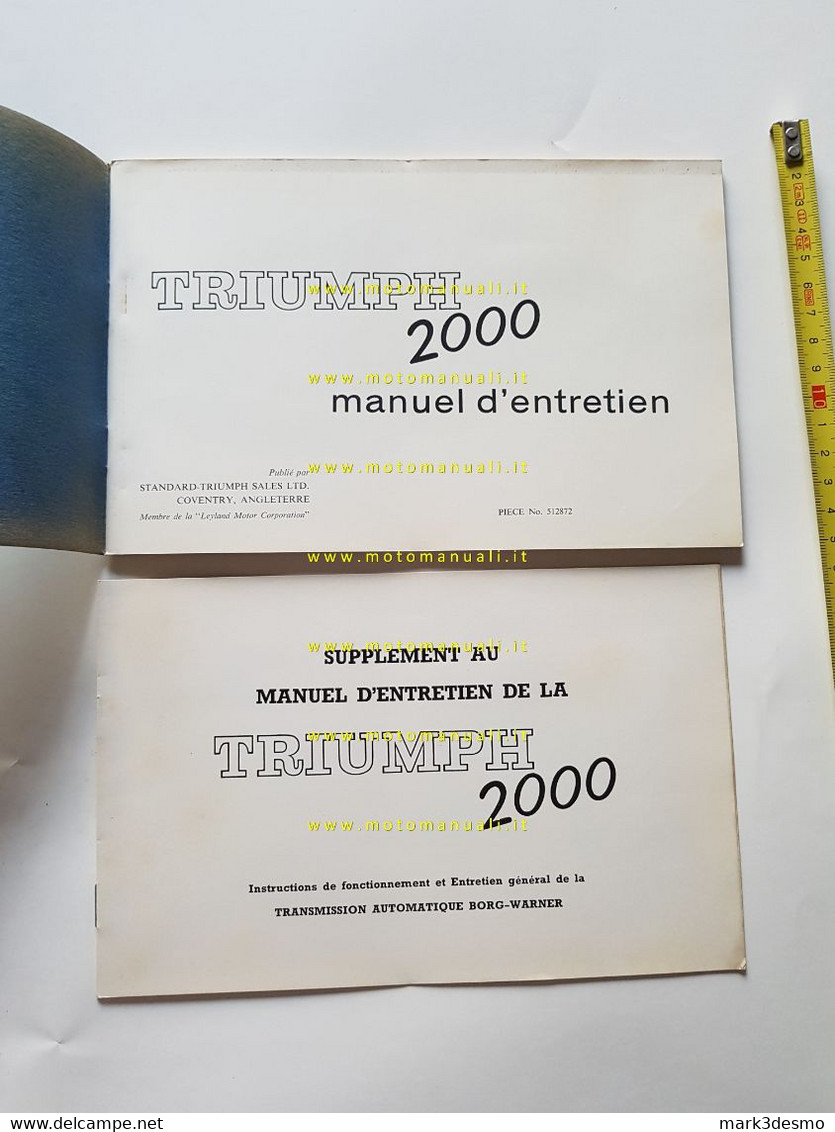 Triumph 2000 Berlina 1963 Manuale Uso Manutenzione FRANCESE Originale Manuel Entretien Francais - Cars