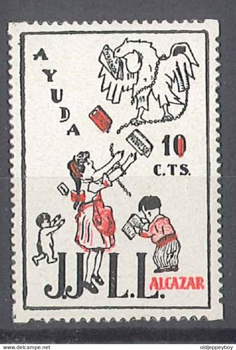 VIÑETAS - VIGNETTE - CINDERELLAS -ALCAZAR DE CERVANTES. AYUDA J.J.L.L. .10 CTS. GUILLAMON Nº 25 NUEVO SIN CHARNELA - Erinnofilia