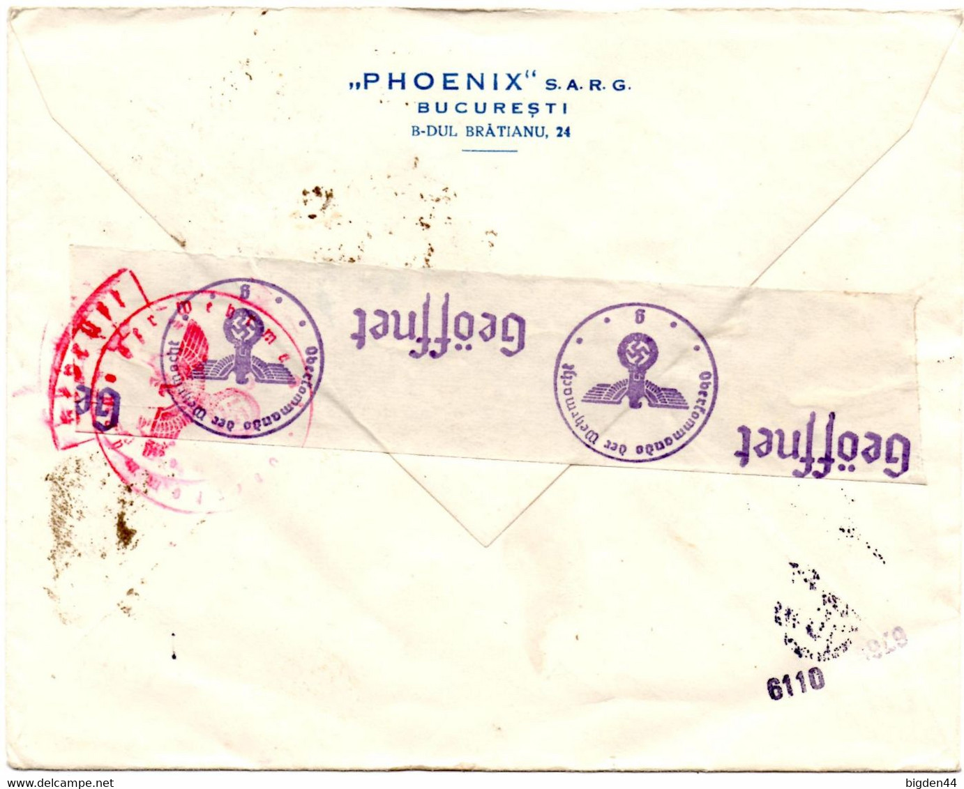 Lettre Par Avion De Baneasa Bucarest (1941) Pour Heidelberg Censure Allemande Cenzurat - 2de Wereldoorlog (Brieven)