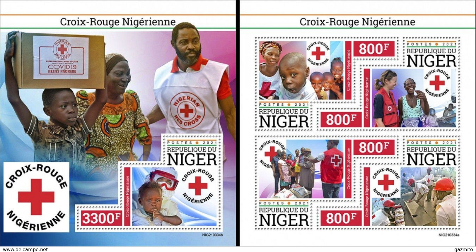 Niger 2021, Red Cross, 4val In BF +BF - Rode Kruis