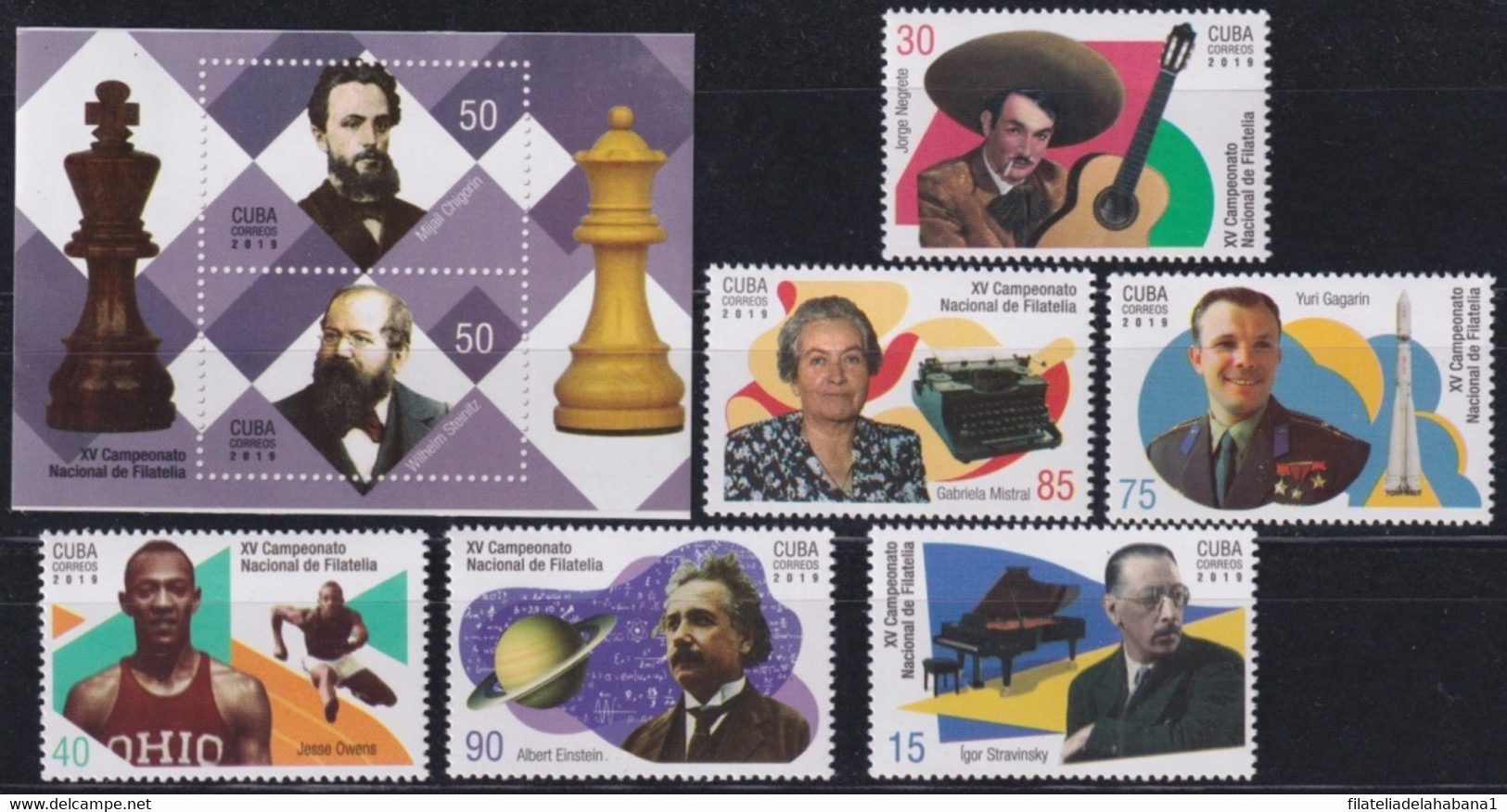 2020.33 CUBA 2020 MNH PHILATELY CHAMPUIONSHIP GAGARIN CHESS AJEDREZ  JORGE NEGRETE ALBERT EINSTEIN. - Unused Stamps