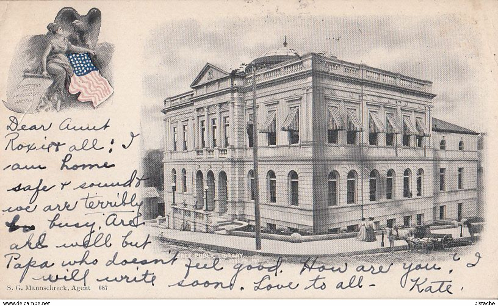 699 – Vintage – St. Joseph Public Library Missouri MO – Animation – By Mannschreck – Postmark 1906 – Good Condition - St Joseph