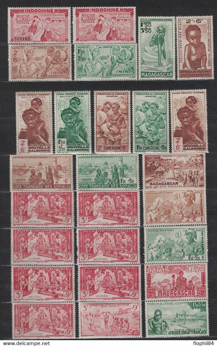 GRANDE SERIE COLONIALE - PROTECTION DE L'ENFANCE - QUINZAINE IMPERIALE - 83 TP NEUFS *** - COTE 174€. - 1942 Protection De L'Enfance Indigène & Quinzaine Impériale (PEIQI)