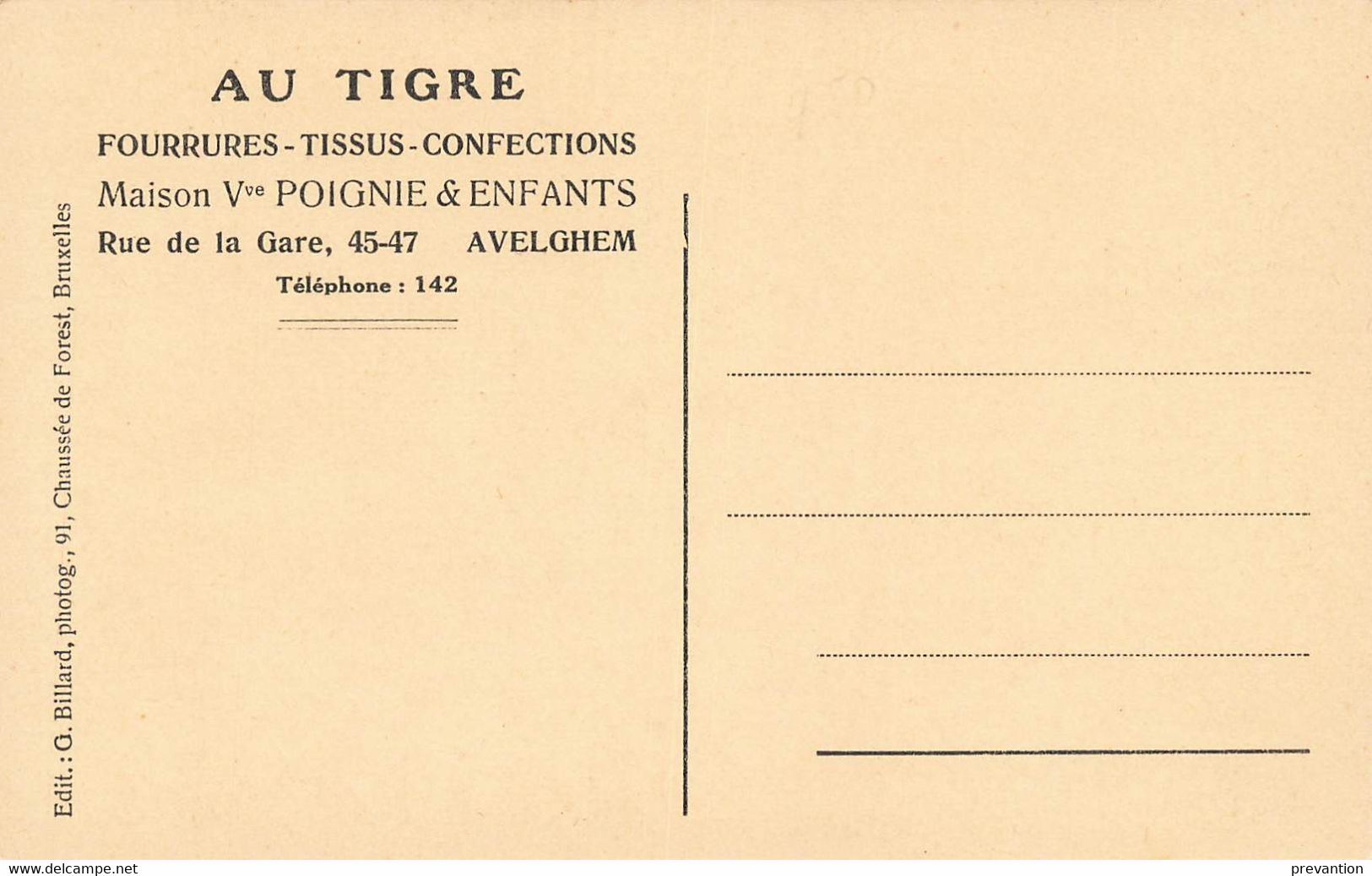 AVELGHEM - Au Tigre " Fourrures-Tissus-Confections" - Maison Veuve Poignie & Enfants - Avelgem