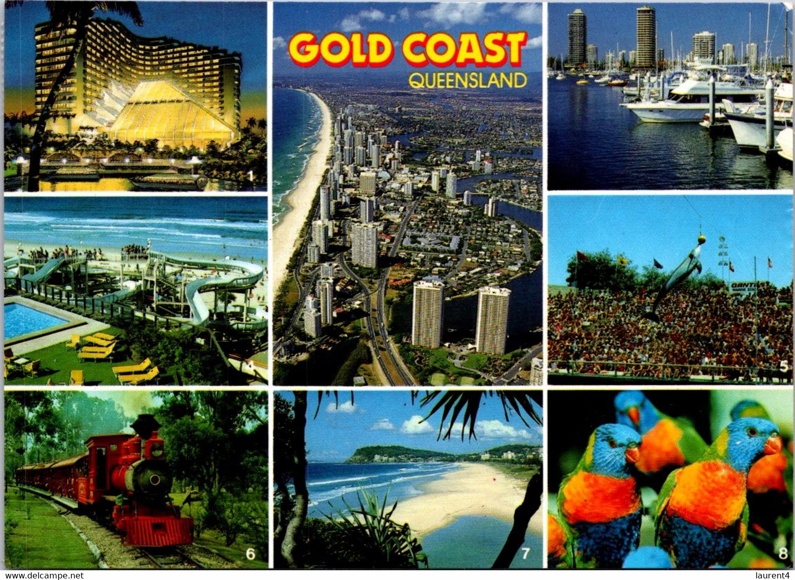 (3 A 9) Australia (posted To New Zealand) Gold Coast (9 Views) Living Together Pair Of Stamps With NO Postmark ! - Gold Coast