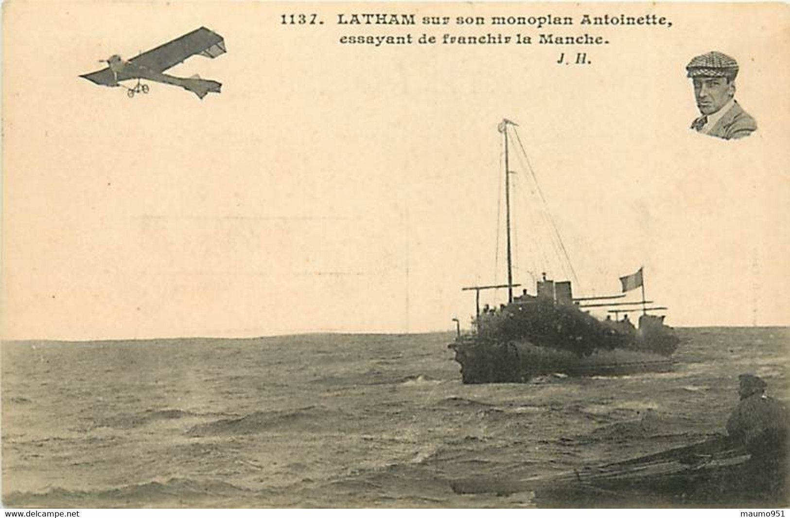 AVIATION. AVIATEUR - LATHAM - AEROPLANE ANTOINETTE - ESSAYANT DE FRANCHIR LA MANCHE - Airmen, Fliers