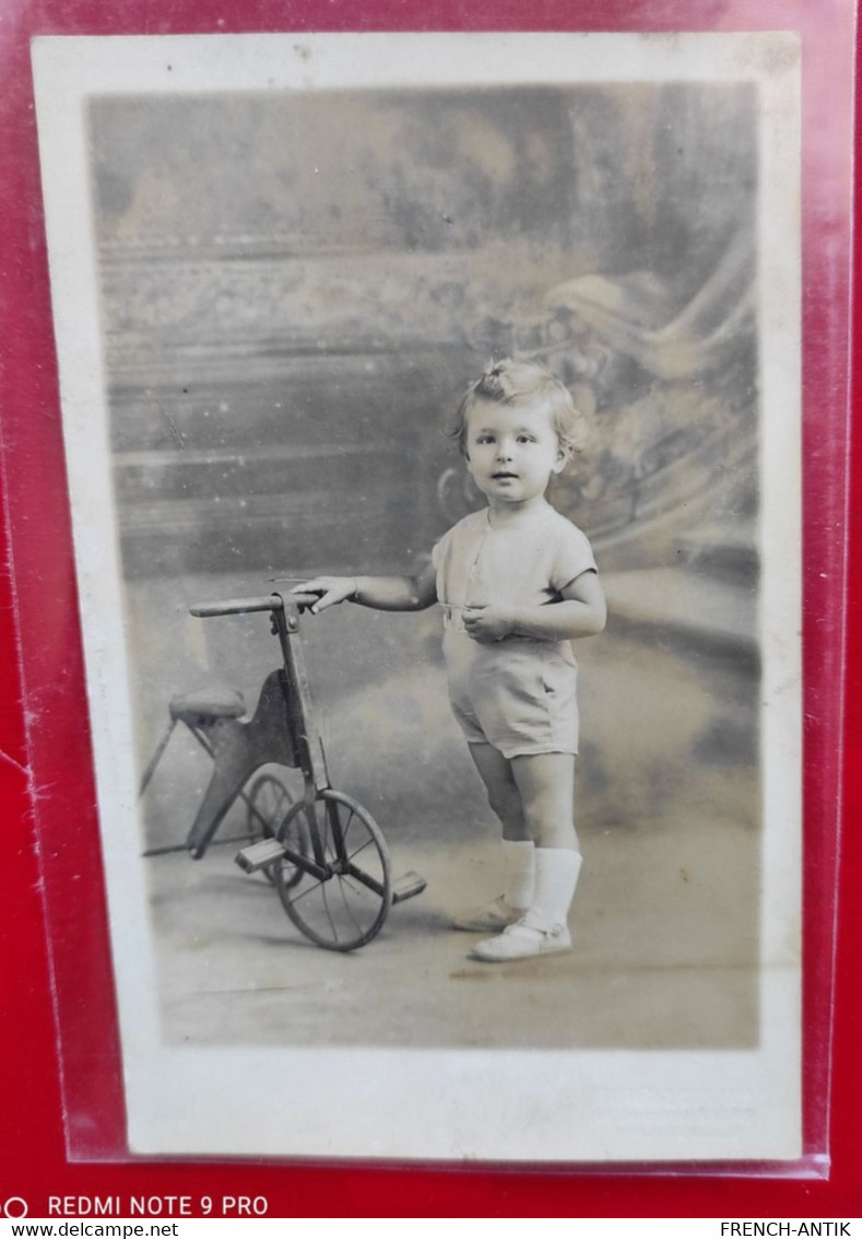 CARTE PHOTO ENFANT VIEUX JOUET VELO - Autres & Non Classés