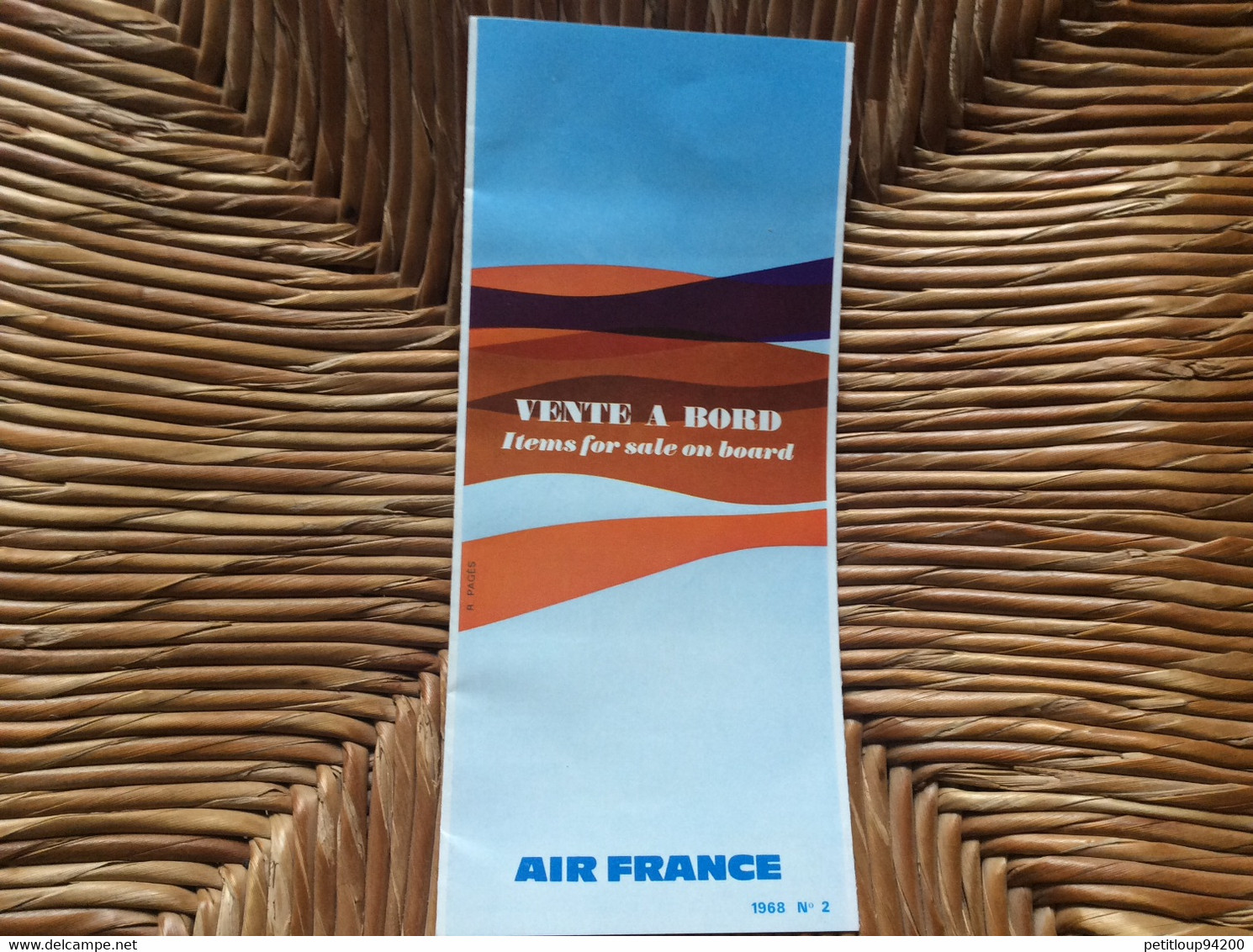 DOCUMENT COMMERCIAL  AIR FRANCE  Vente à Bord  ANNÉE 1968 - Pubblicità