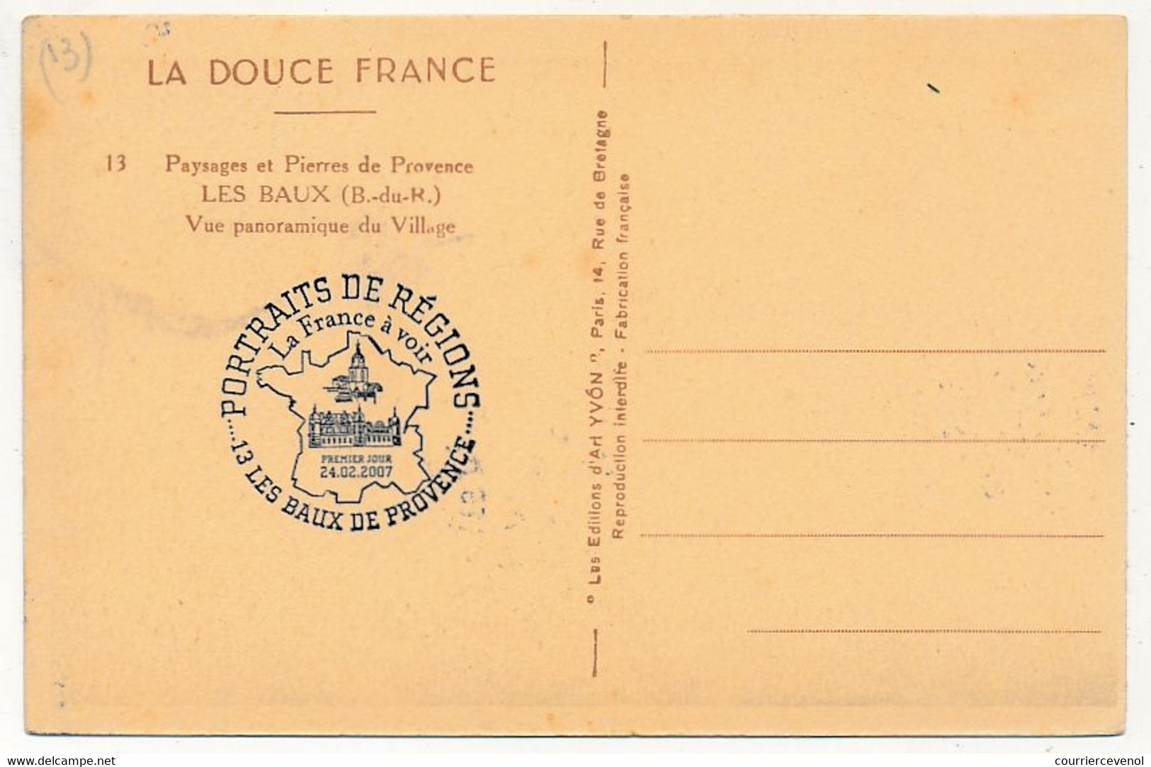 FRANCE => Carte Maximum - 0,54 Les Baux De Provence - 24/02/2007 - 2000-2009