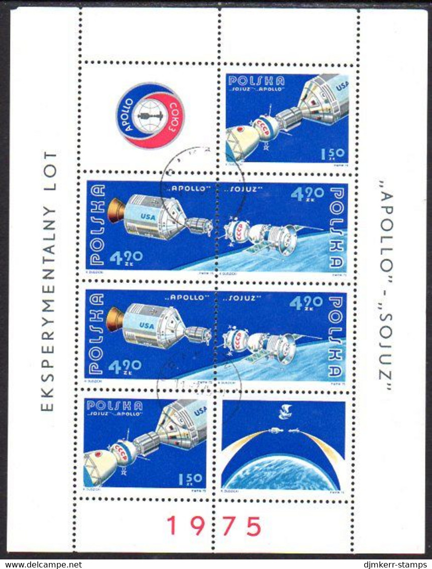 POLAND 1975 Apollo-Soyuz Mission Block Used. Michel Block 62 - Blocs & Feuillets