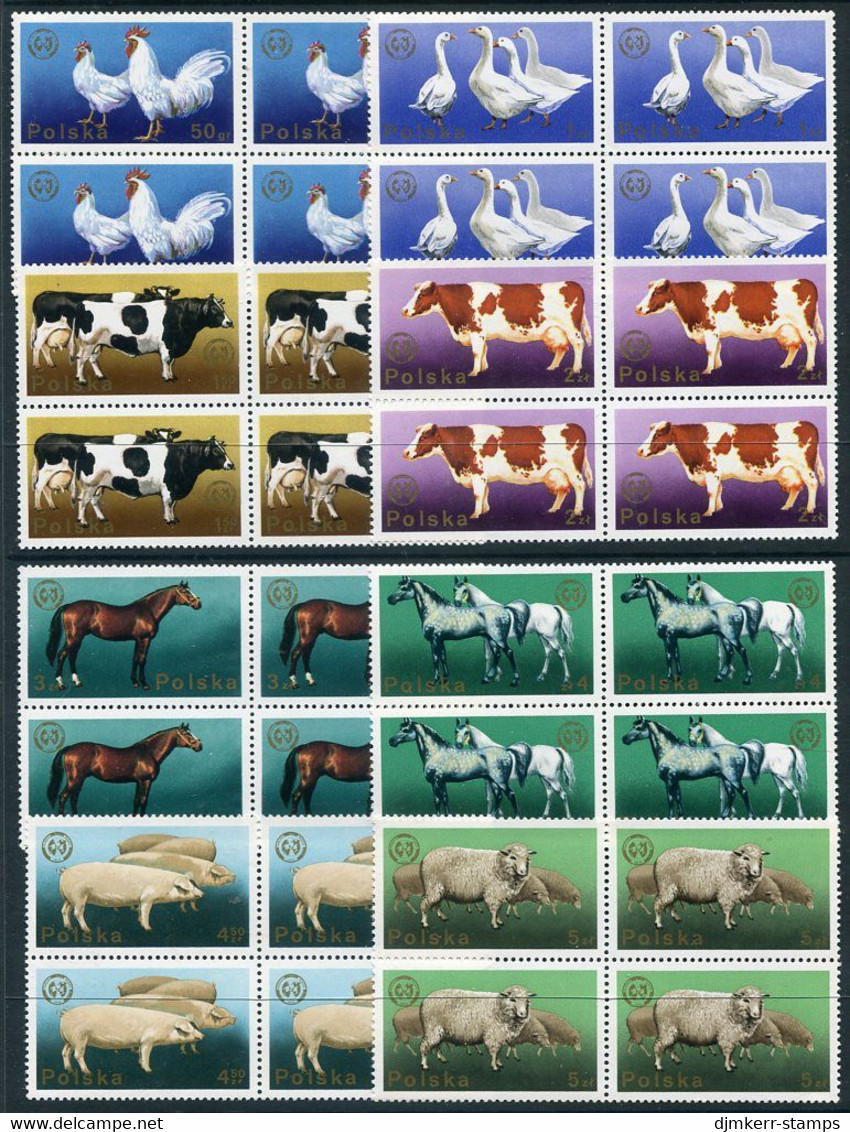 POLAND 1975 Livestock Breeding Congress Blocks Of 4 MNH / **. Michel 2378-85 - Unused Stamps