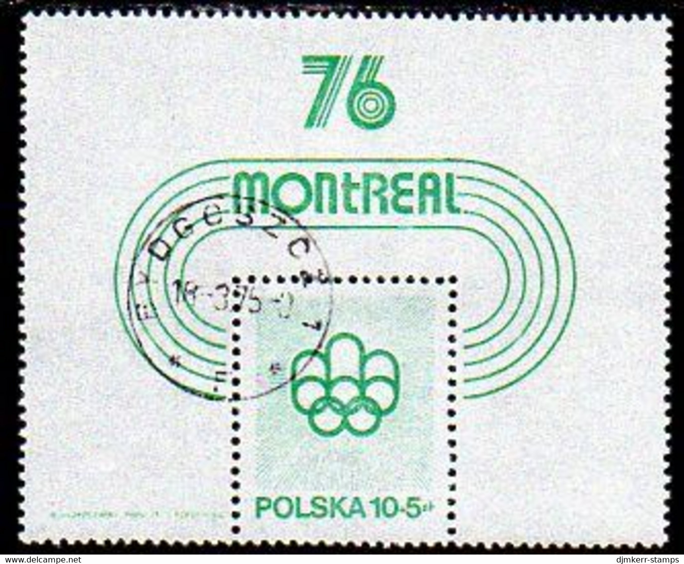 POLAND 1975 Olympic Games Block  Used.  Michel Block 61 - Usados