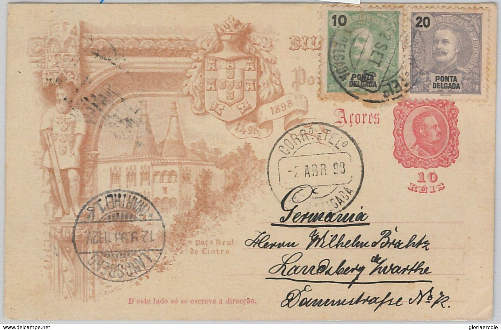 52097 - PORTUGAL: Azores PONTA DLGADA -  POSTAL HISTORY -  STATIONERY CARD  1893 - Portugiesisch-Afrika