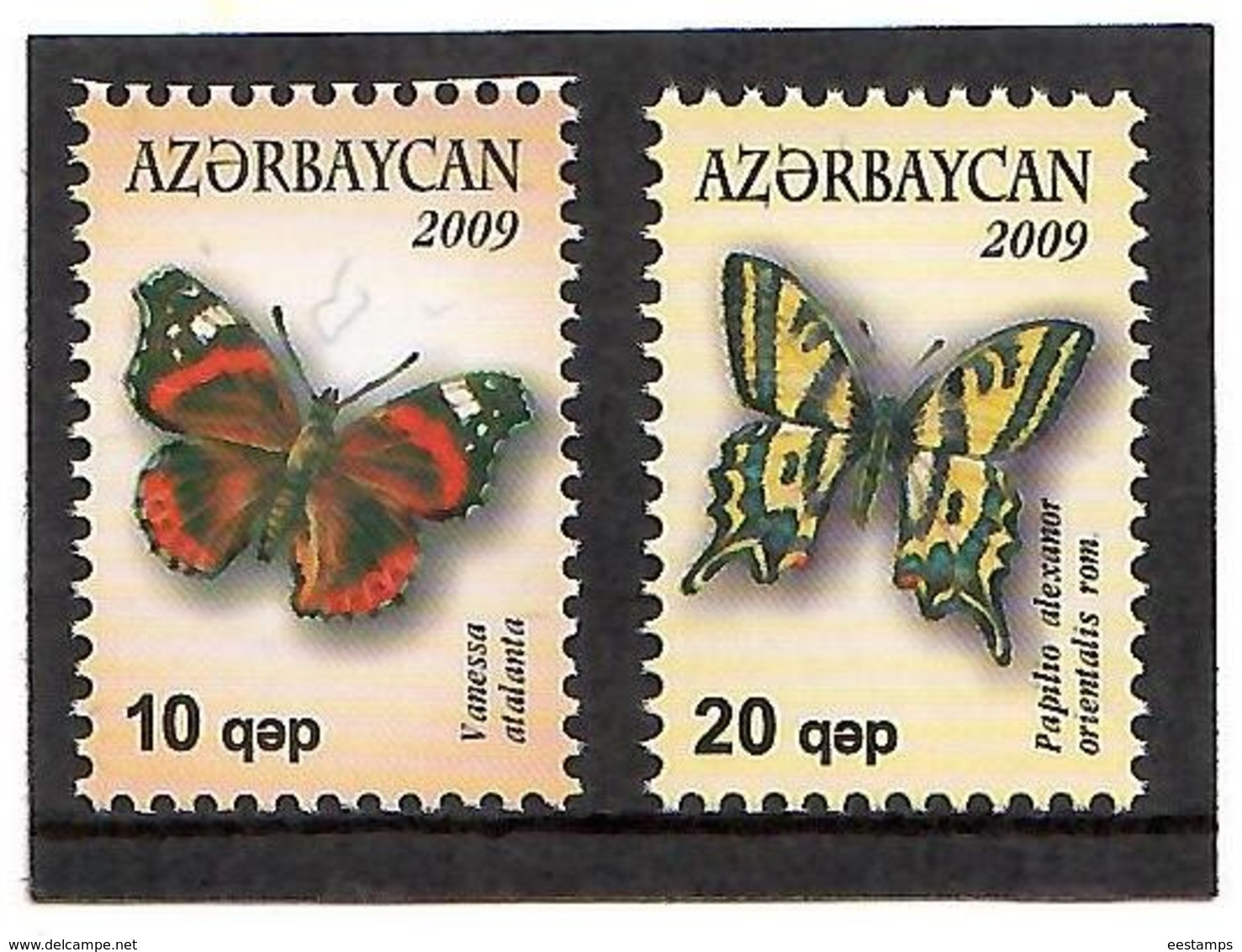 Azerbaijan 2009. Butterflies. 2v: 10q, 20q.  Michel # 765-66 - Azerbaijan