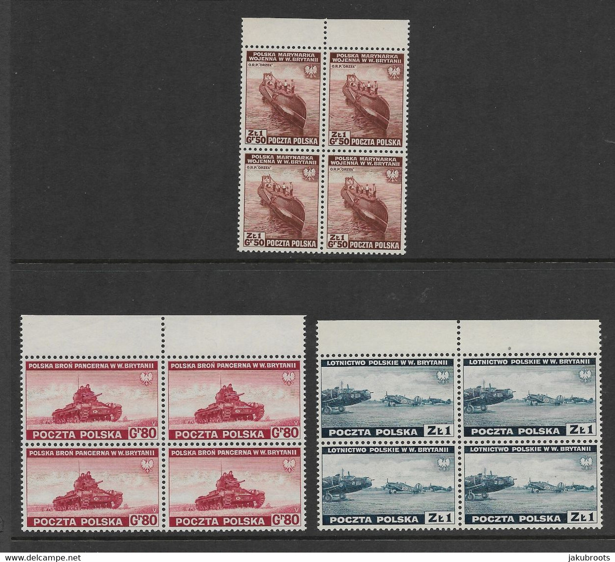 POLISH  FORCES IN  GREAT BRITAIN  DURING  THE  SECOND WORLD WAR. IN BLOCK  OF  FOUR  STAMPS .MINT - Londoner Regierung (Exil)